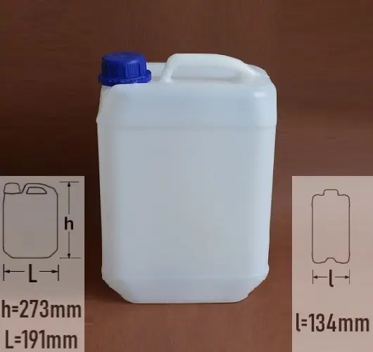 bidon plastic din polietilena cu capacitatea de 5 litri culoare alb cu capac cu autosigilare albastru